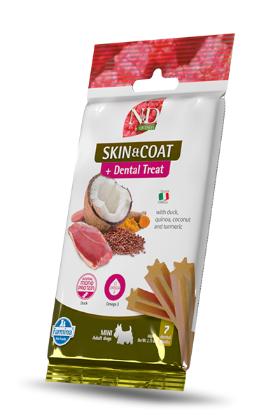 Farmina - Dog - N&D Quinoa Skin & Coat Dental Treat Adult Small Breed Duck, Coconut & Turmeric