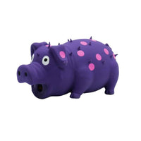 BüD'z - Dog - Latex Toy Squeaker Pig Purple with Pink Dots