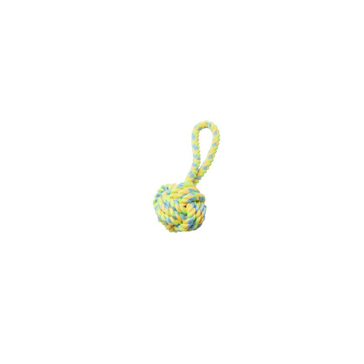 BüD'z - Dog - Rope Toy Monkey Fist with Loop Green & Yellow