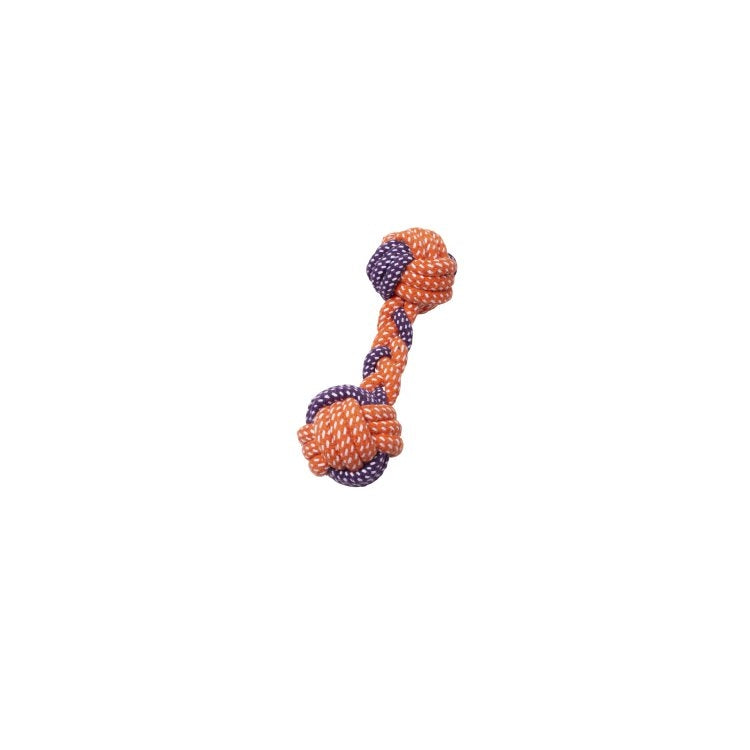 BüD'z - Dog - Rope Toy Braided Dumbbell Orange & Purple