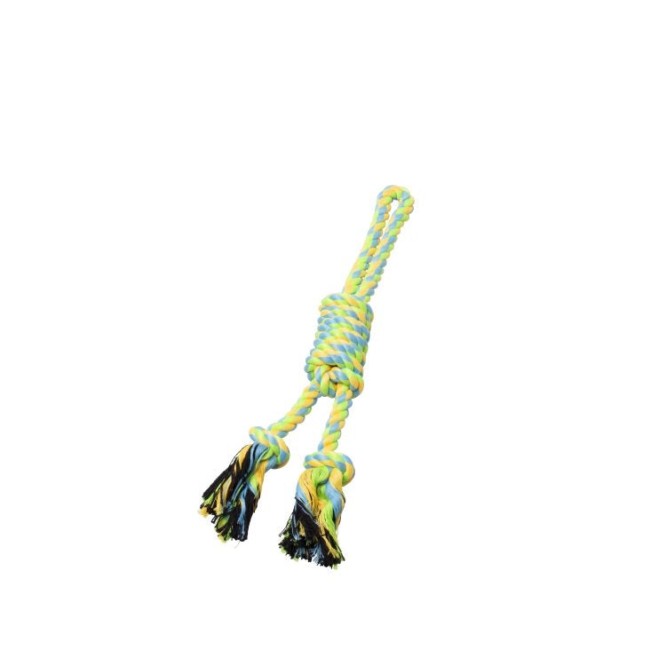 BüD'z - Dog - Rope Toy Doubleloop Noose Knot Green & Yellow
