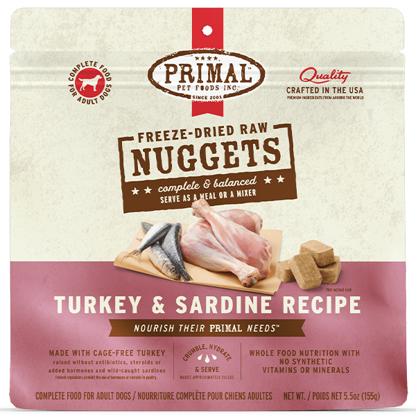 Primal - Dog - Freeze Dried Raw Nuggets Turkey & Sardine Recipe
