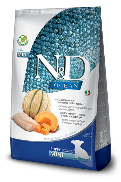 Farmina - Dog - N&D Ocean Puppy Small Breed Grain Free Cod, Pumpkin & Cantaloupe Recipe