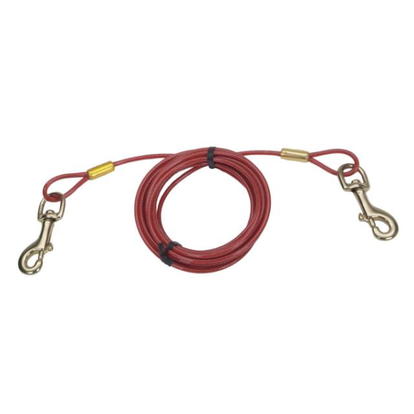 Titan - Dog - Heavy Cable Tie Out w/Brass Plated Snaps Red