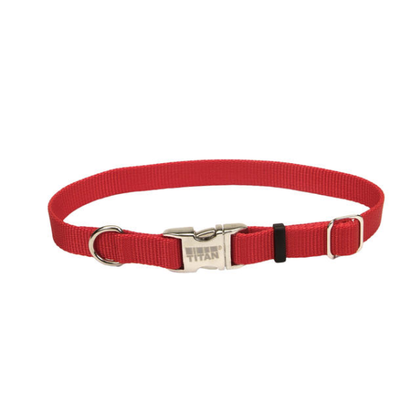 Titan - Dog - Buckle Adjustable Nylon Collar Red