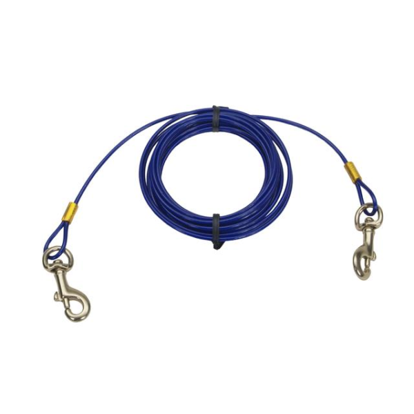 Titan - Dog - Med Cable Tie Out w/Brass Plated Snaps Blue