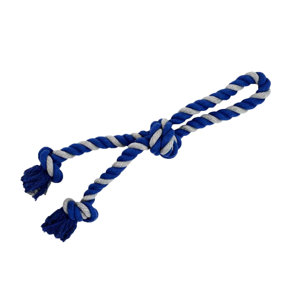 BüD'z - Dog - Rope Toy Double with 3 Knots Gray & Blue