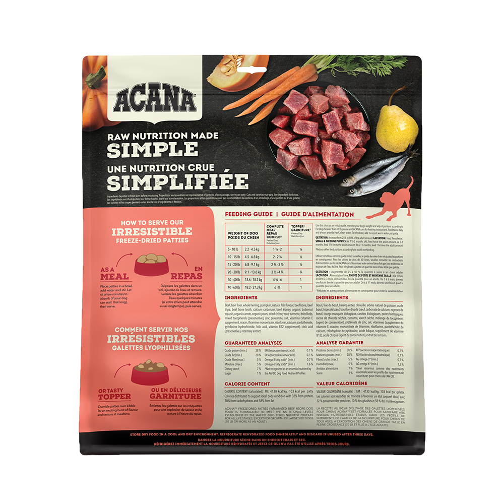 ACANA - Dog - Freeze Dried Patties Ranch Raised Beef Recipe