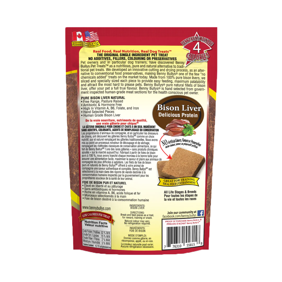 Benny Bully's - Dog - Freeze Dried Treats Bison Liver Chops