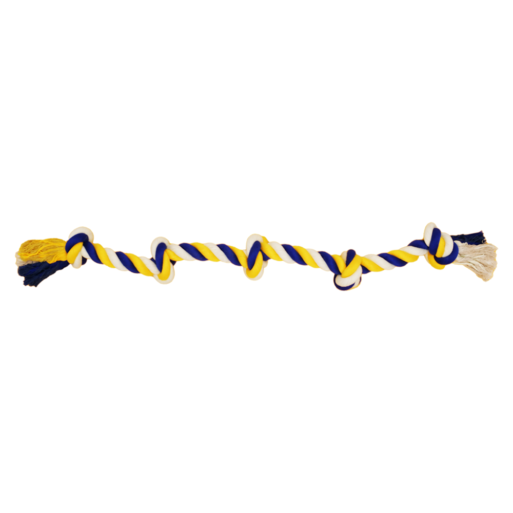 BüD'z - Dog - Toy Rope - With 5 Knots Blue & Yellow