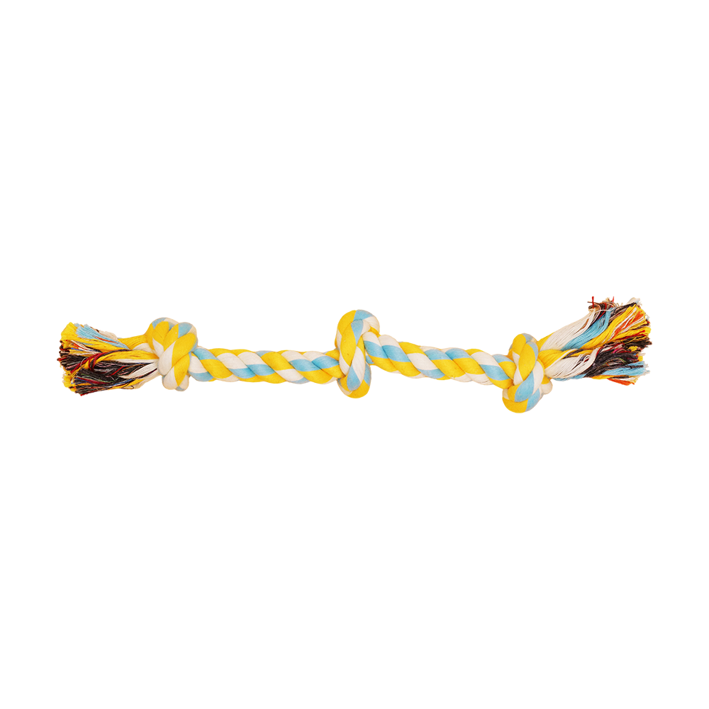 BüD'z - Dog - Toy Rope - With 3 Knots Sky Blue & Yellow