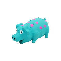 BüD'z - Dog - Latex Toy Squeaker Pig Turquoise with Pink Dots