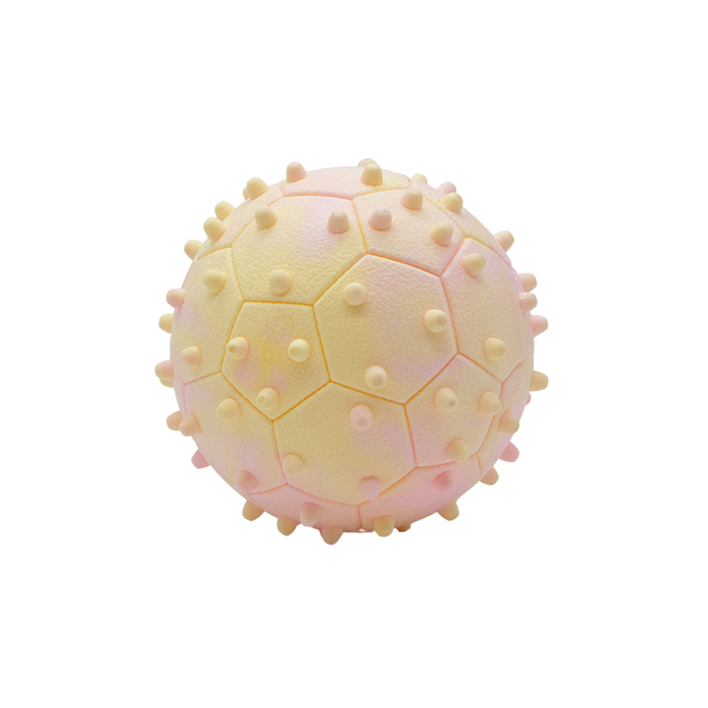 BüD'z - Dog - Rubber Toy Floating Pentagon Ball with Spikes Pink & Yellow