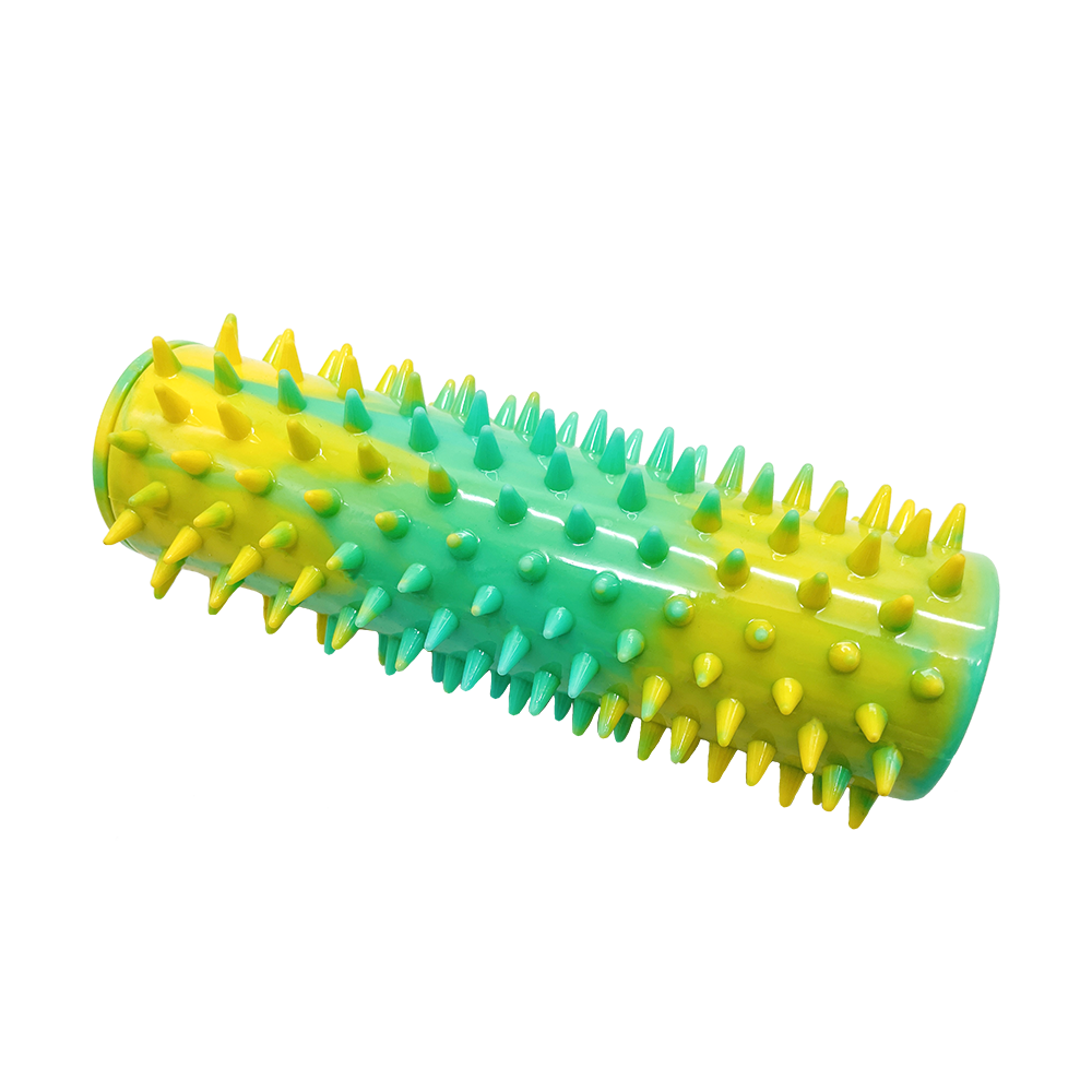 BüD'z - Dog - Rubber Toy Spike Cylinder Yellow & Green