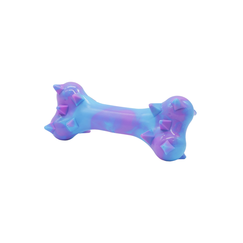 BüD'z - Dog - Rubber Toy Spike Bone Blue & Purple