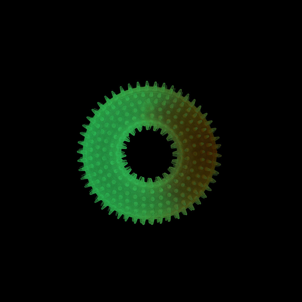 BüD'z - Dog - Rubber Toy Luminous Spiked Donut Orange