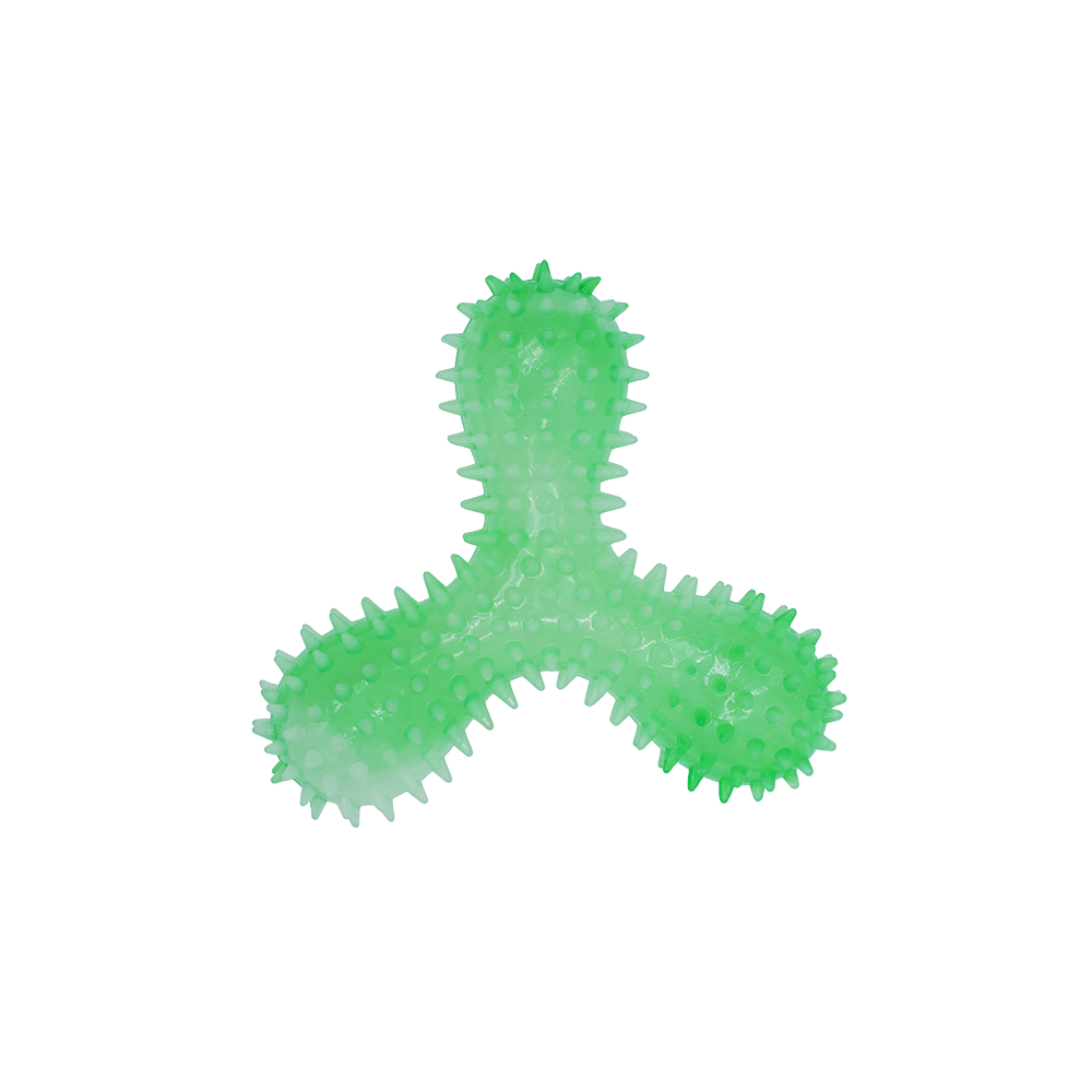 BüD'z - Dog - Rubber Toy Luminous Spiked Triskelion Green