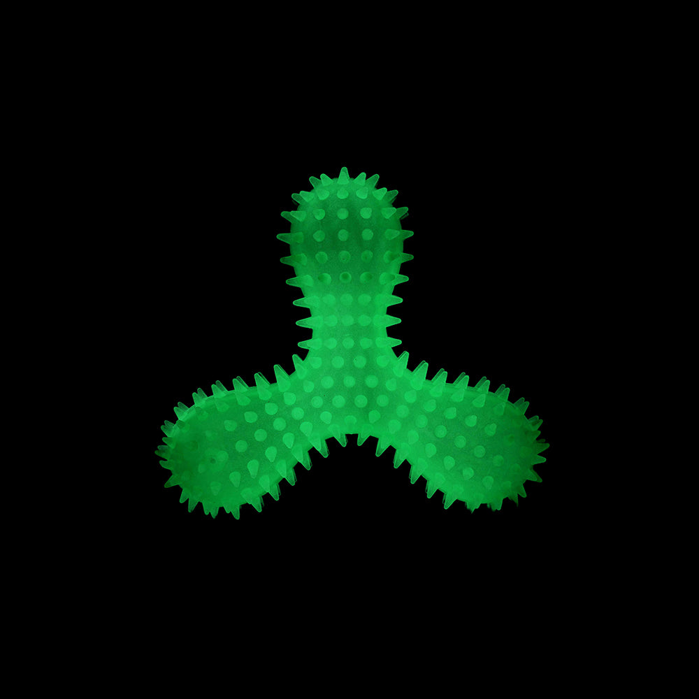 BüD'z - Dog - Rubber Toy Luminous Spiked Triskelion Green