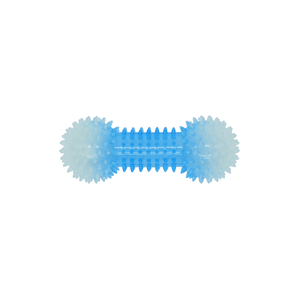 BüD'z - Dog - Rubber Toy Luminous Spiked Dumbbell Blue