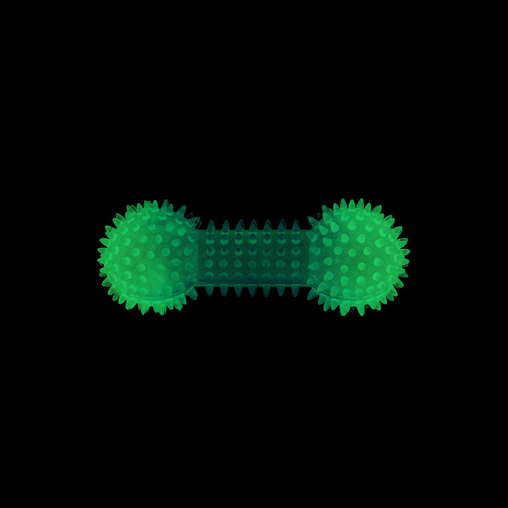 BüD'z - Dog - Rubber Toy Luminous Spiked Dumbbell Blue