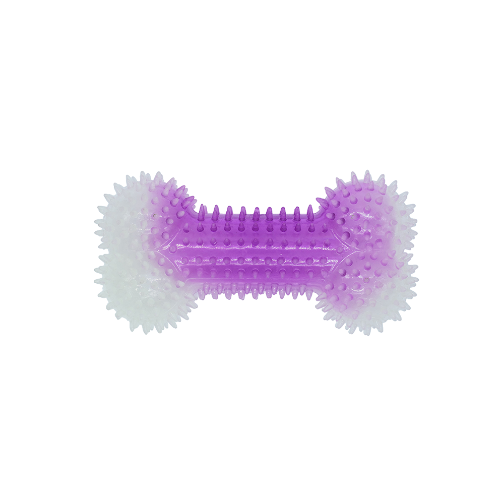 BüD'z - Dog - Rubber Toy Luminous Spiked Bone Purple