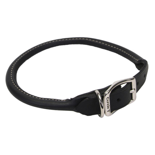 Circle T - Dog - Oak Tanned Leather Round Collar Black