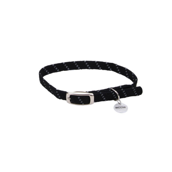 ElastaCat - Cat - Reflective Safety Stretch Collar Black