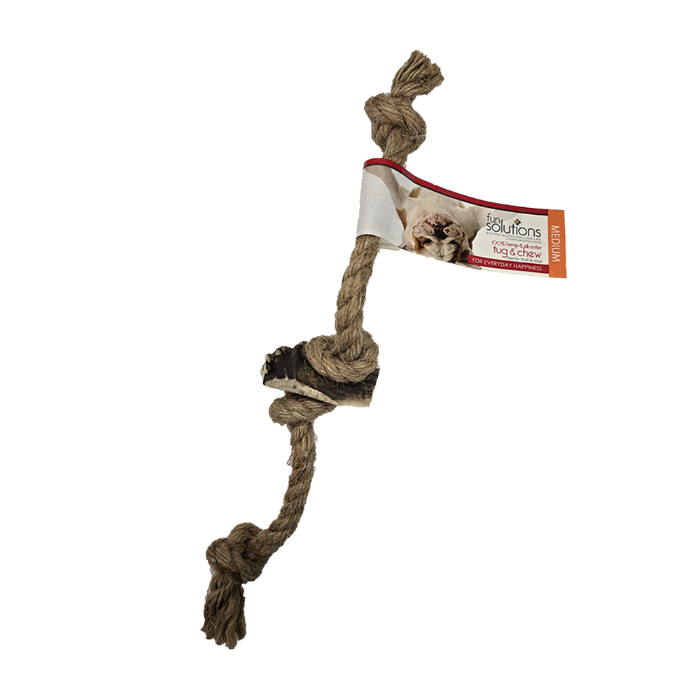 Fun Solutions - Dog - Antler & Hemp Tug - Elk