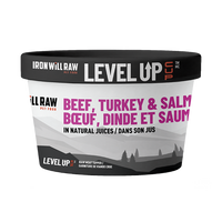 Iron Will Raw - Dog - Level Up Cup Beef, Turkey & Salmon