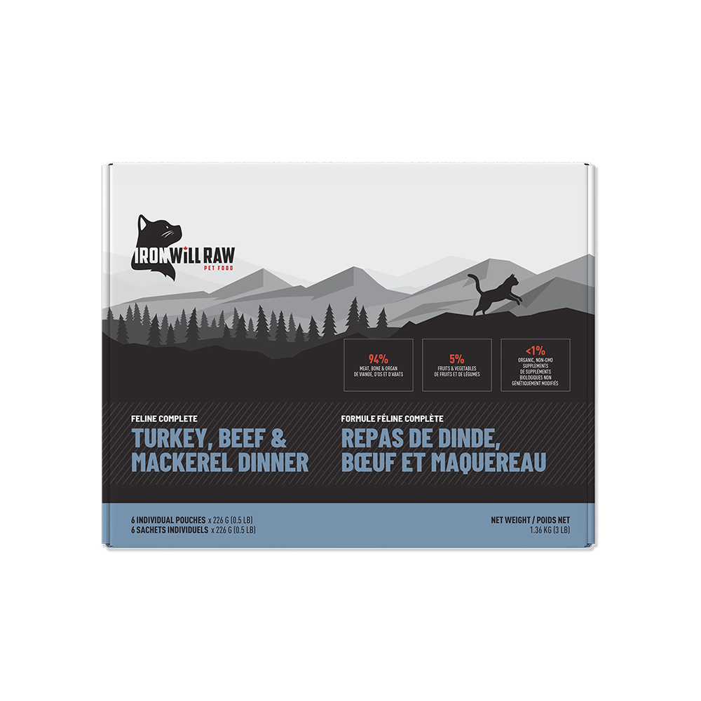 Iron Will Raw - Cat - Feline Complete Turkey, Beef & Mackerel
