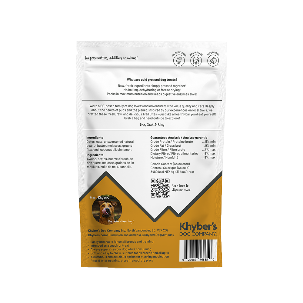 Khyber's Pet Company - Dog - Trail Bites - Peanut Butter Power