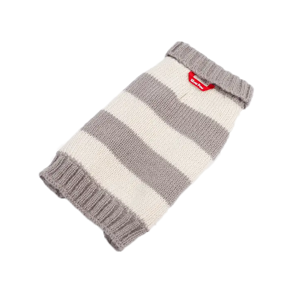 Silver Paw - Dog - Knit Stripes Sweater Grey