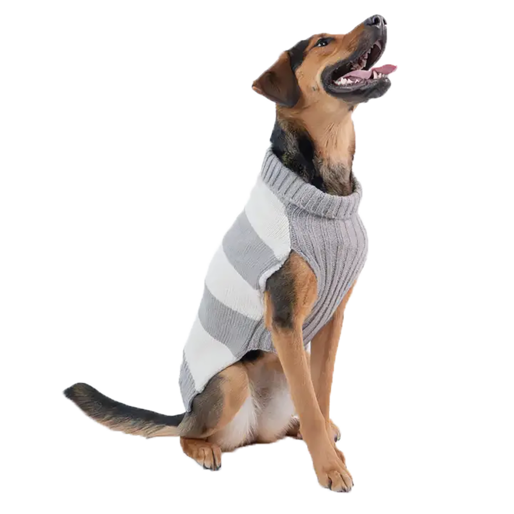 Silver Paw - Dog - Knit Stripes Sweater Grey