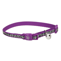 LazerBrite - Cat - Reflective Breakaway Collar Purple Animal Print