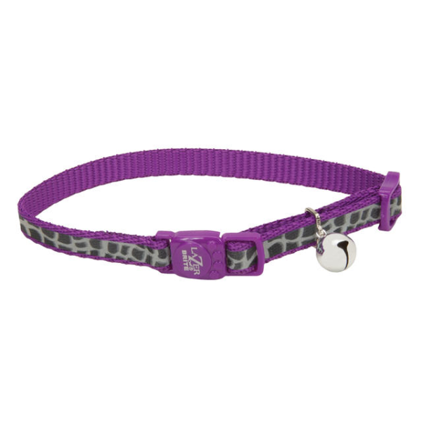 LazerBrite - Cat - Reflective Breakaway Collar Purple Animal Print
