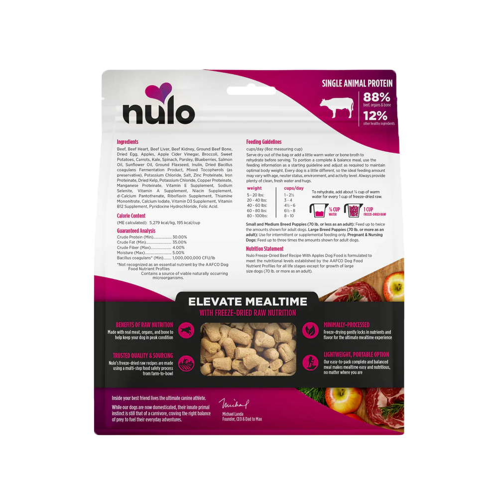 Nulo - Dog - Freeze Dried Raw Grain Free Beef & Apples