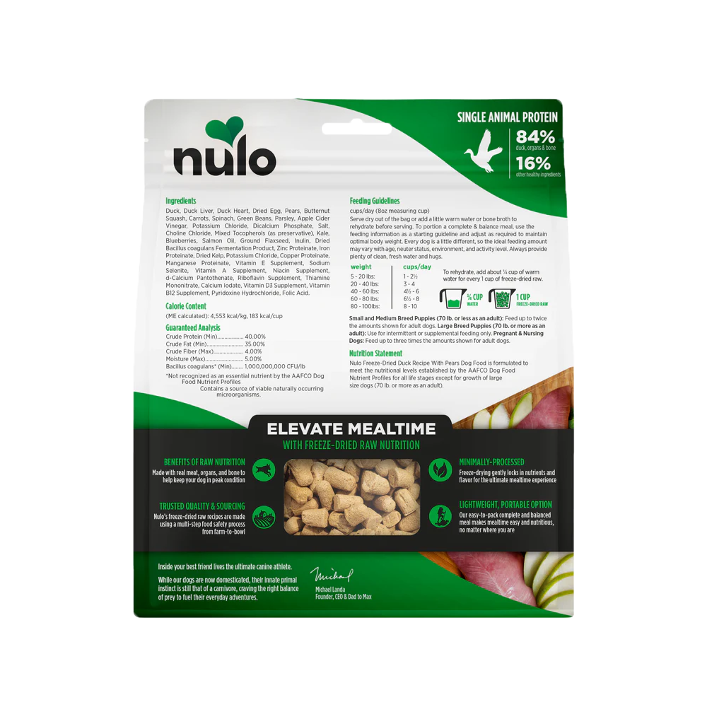 Nulo - Dog - Freeze Dried Raw Grain Free Duck & Pears