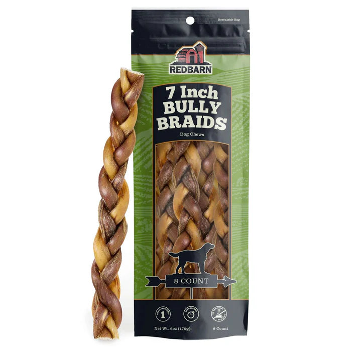 Redbarn - Dog - Beef Braided Bully Stick 7in 6pk