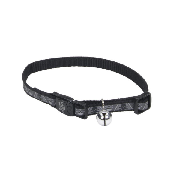 LazerBrite - Cat - Reflective Breakaway Collar Skulls & Crossbones