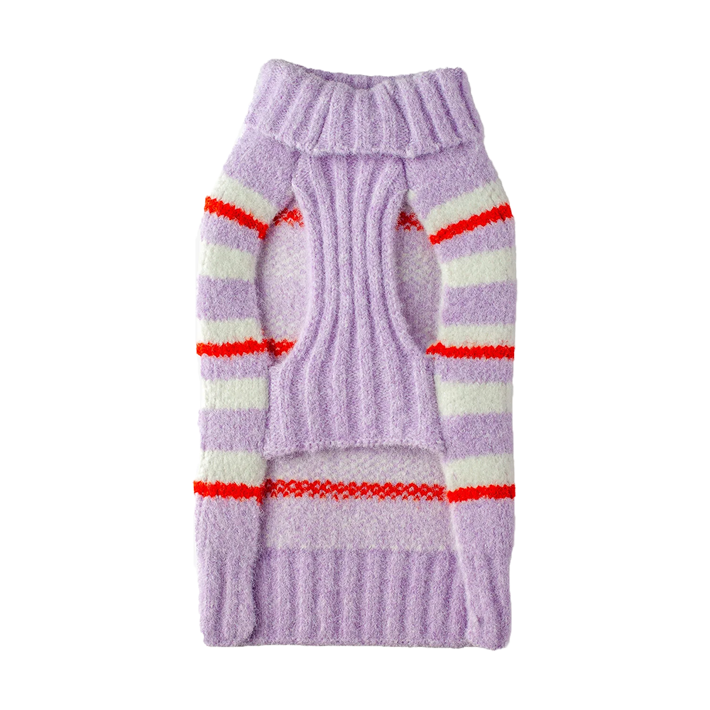 Silver Paw - Dog - Lila Striped Sweater Lilac