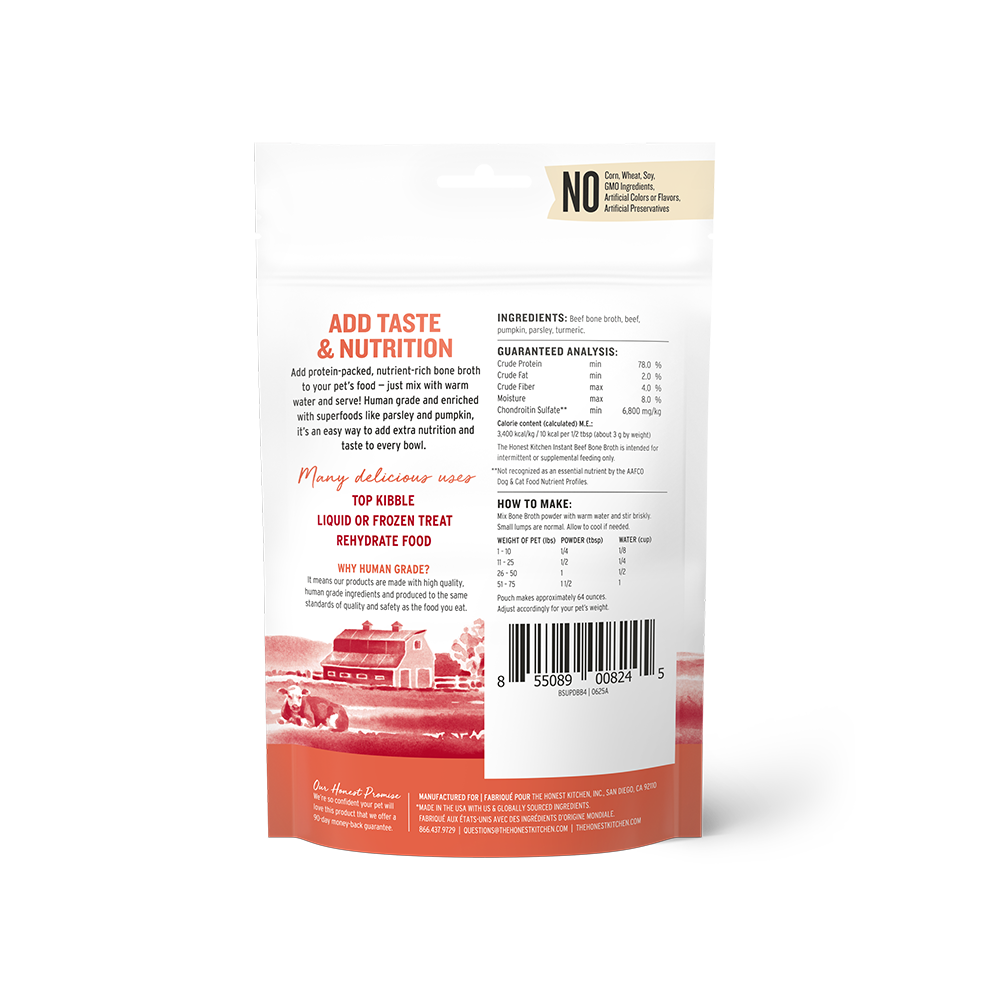 The Honest Kitchen - Dog - Instant Beef Bone Broth with Turmeric
