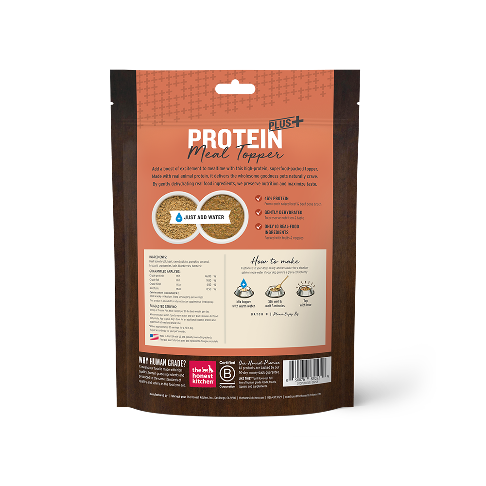 The Honest Kitchen - Dog - Protein Plus+ Meal Topper Grain Free Beef & Superfoods