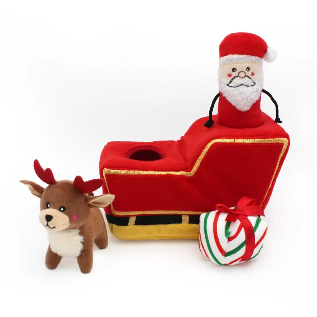 ZippyPaws - Dog - Holiday Santa Sleigh Burrow