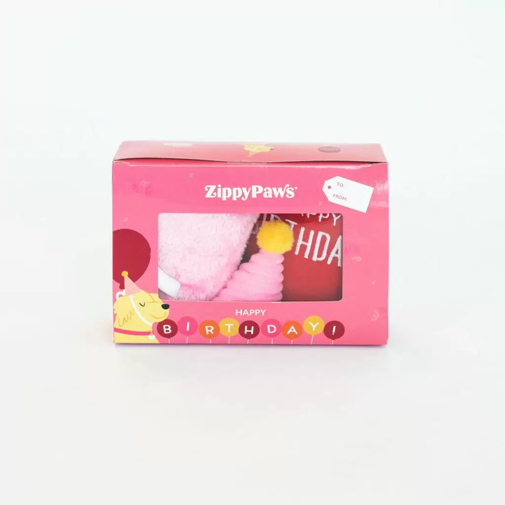 ZippyPaws - Dog - Birthday Box Pink 3pk