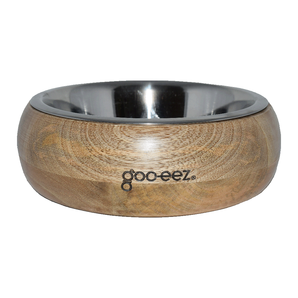 Goo-eez - Dog - Rounded Mango Wood W Stainless Steel Bowl