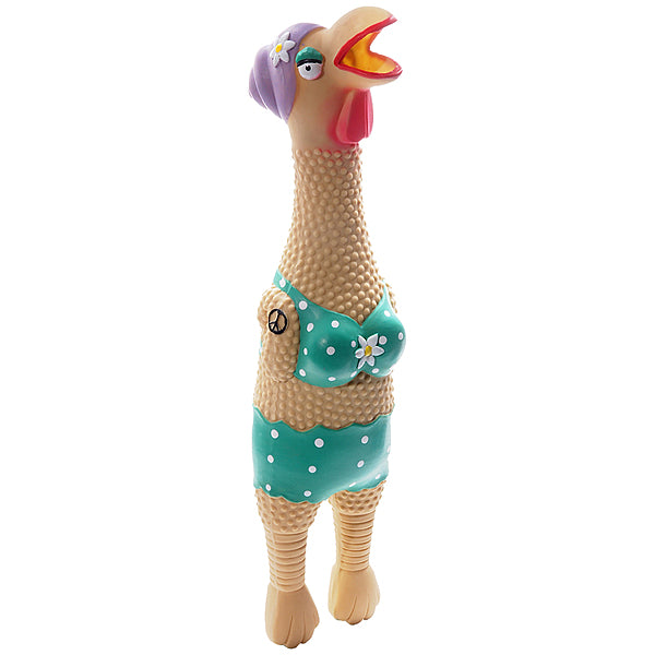 Outward Hound - Dog - Latex Rubber Squawkers Chicken Toy Grandma Hippie Chick