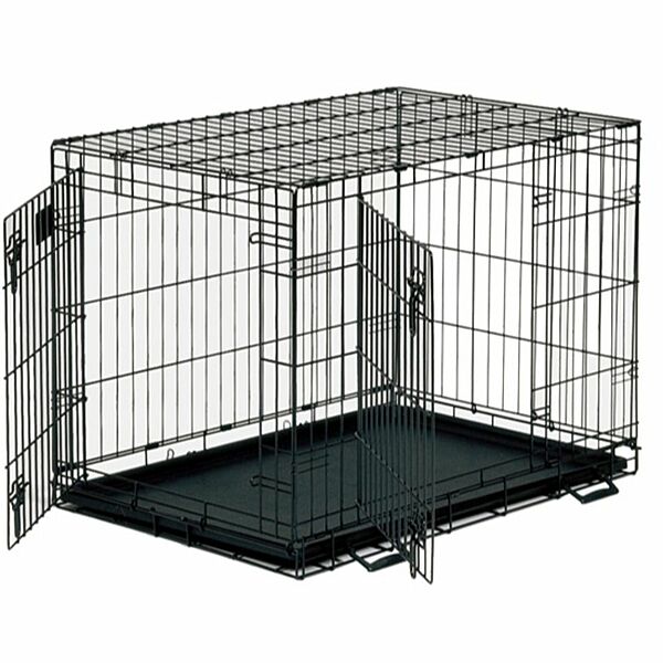 Unleashed - Dog - Epoxy Double Door Crate Black