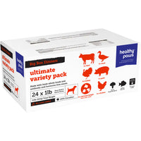 Healthy Paws - Dog - Frozen Raw Big Box Dinner Ultimate Variety Pack - Pork(4), Turkey(4), Beef(4), Chicken(4), Duck(4) and Red Meat Delight 4)