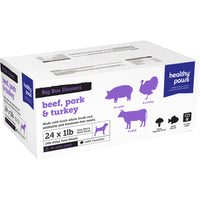 Healthy Paws - Dog - Frozen Raw Big Box Dinner Variety Pack - Pork(12), Turkey(8) and Beef(4)