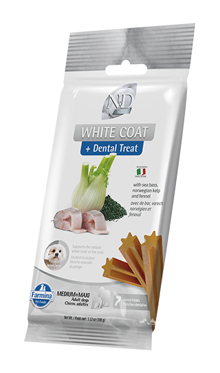 Farmina - Dog - N&D White Coat Dental Treat Adult Large Breed Sea Bass, Norwegian Kelp & Fennel 